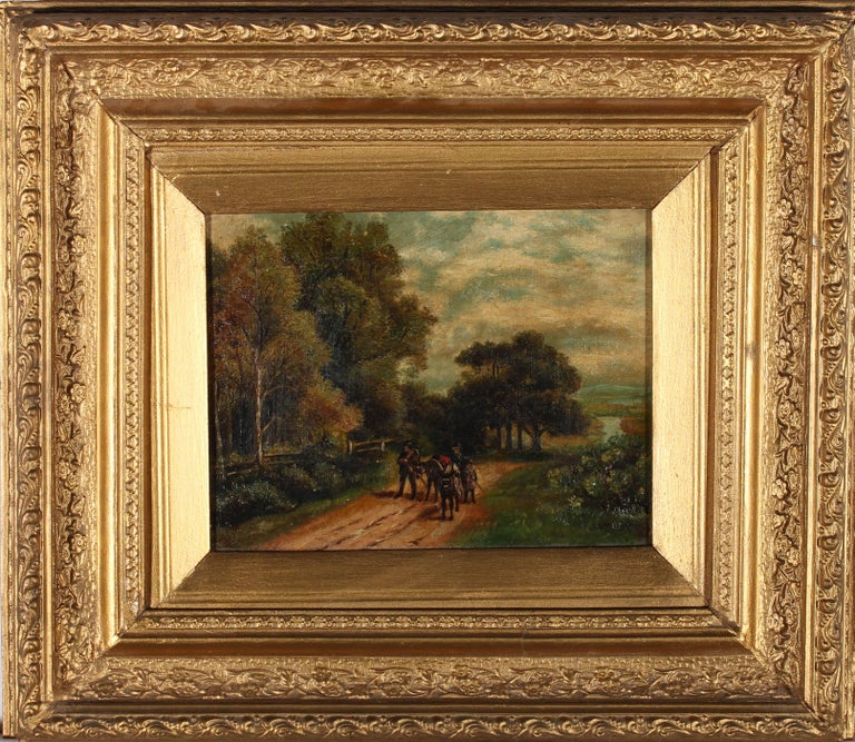 Unknown - Framed Mid 19th Century Oil - On The Road For Sale at 1stDibs