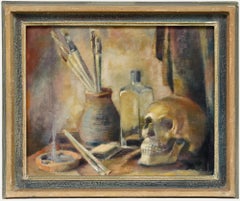 Gerahmtes Öl aus der Mitte des 20. Jahrhunderts - A Brush with Death