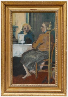 Framed Mid 20th Century Oil - Afternoon Tea