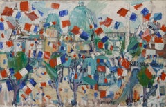 Framed Mid 20th Century Oil - Bastille Day, Paris