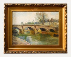 Framed Mid 20th Century Oil - Bridge Over the Seine