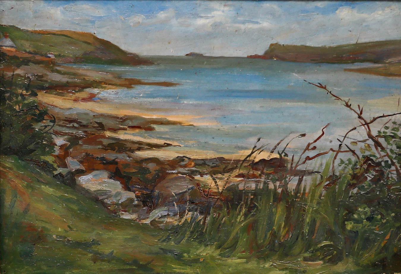 Gerahmtes Öl aus der Mitte des 20. Jahrhunderts - Calm in the Bay – Painting von Unknown