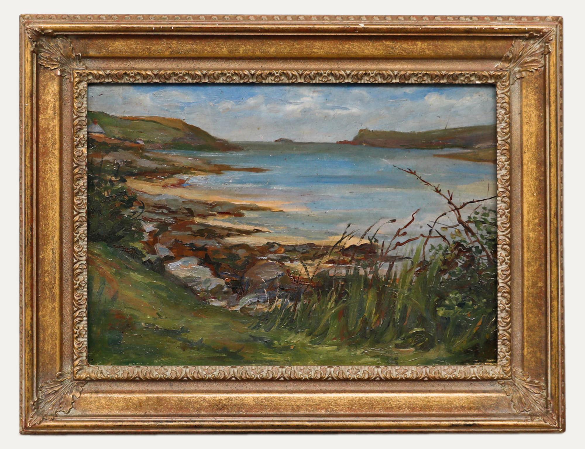 Gerahmtes Öl aus der Mitte des 20. Jahrhunderts - Calm in the Bay