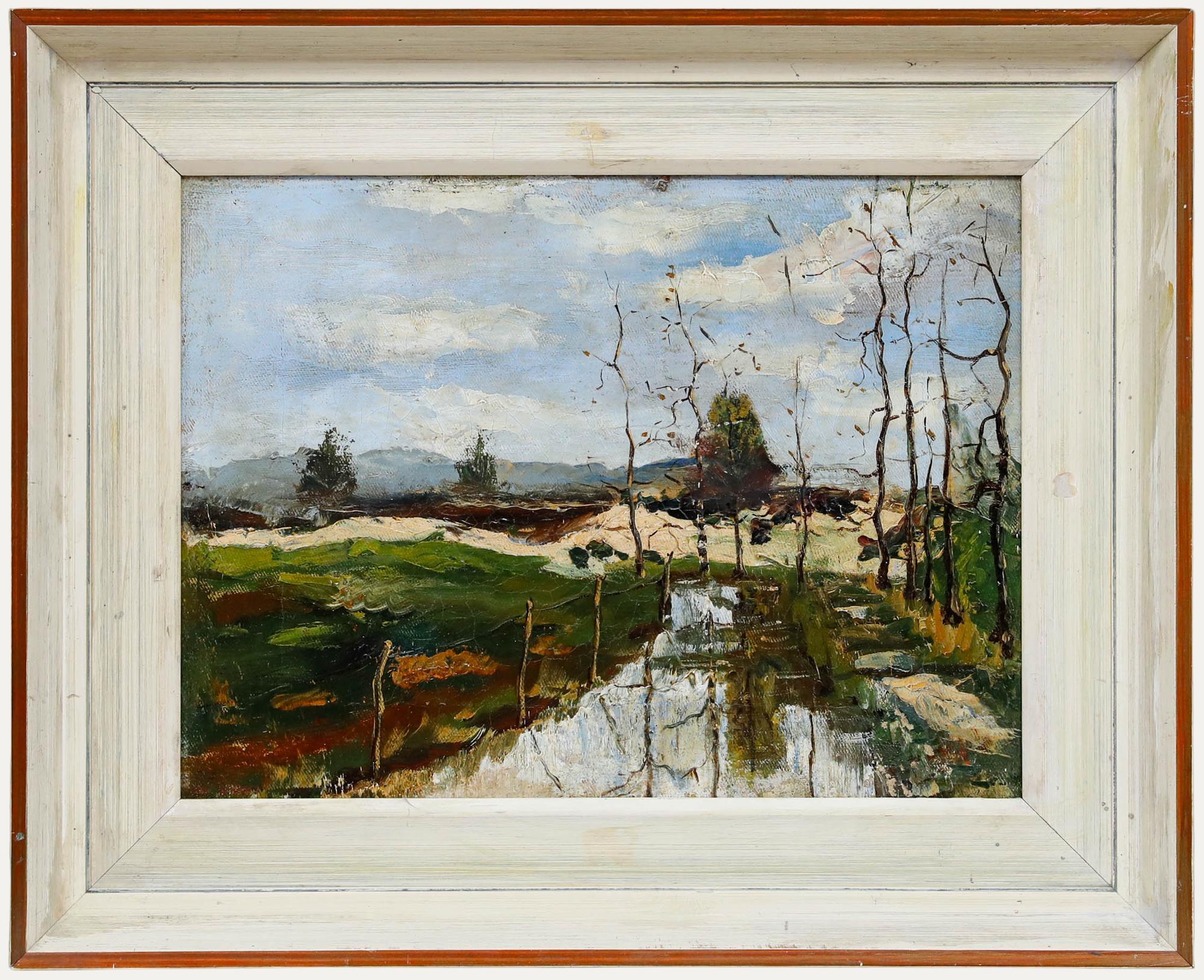 Unknown Landscape Painting - Framed Mid 20th Century Oil - Country Landscape