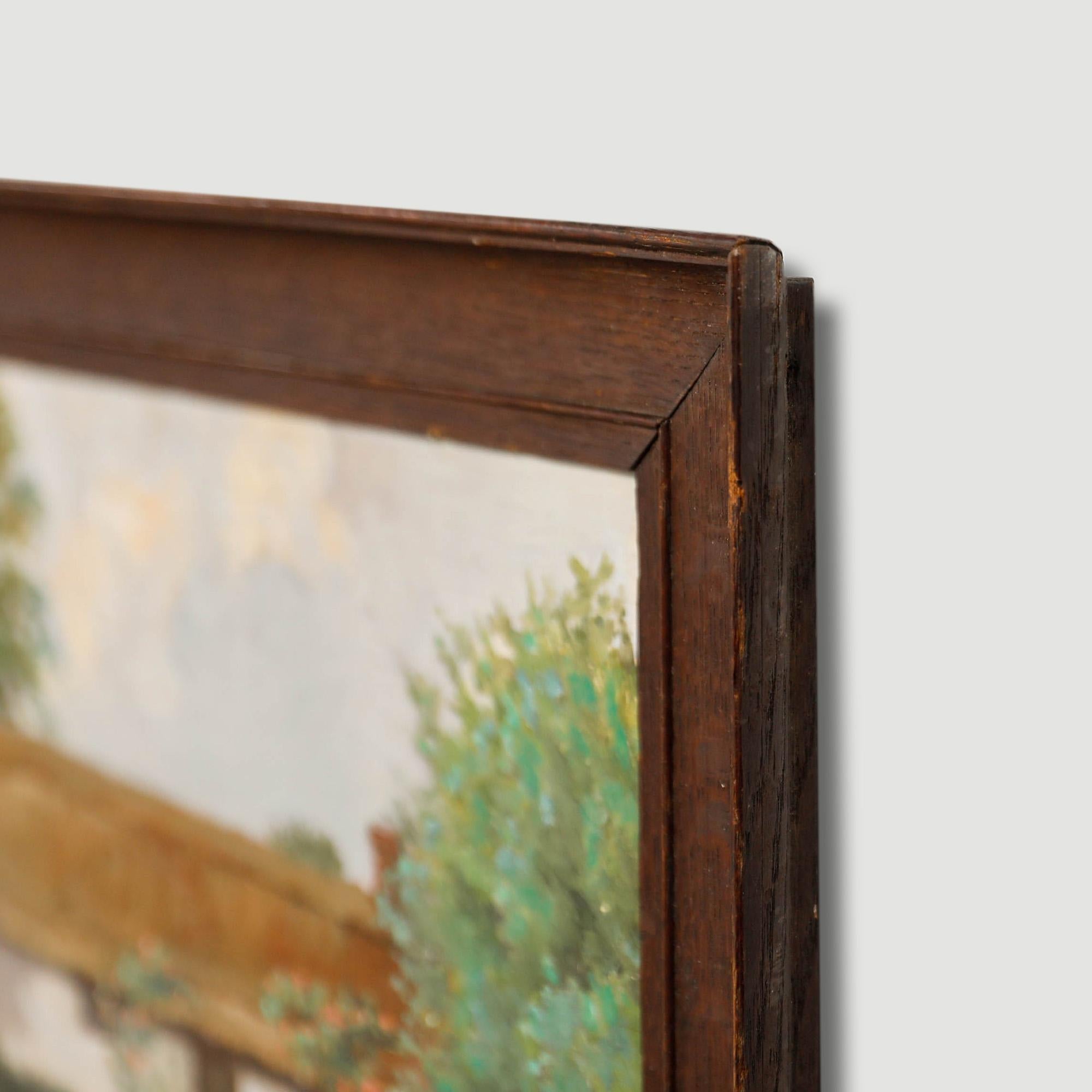 Óleo enmarcado de mediados del siglo XX - Crofters Cottage en venta 1