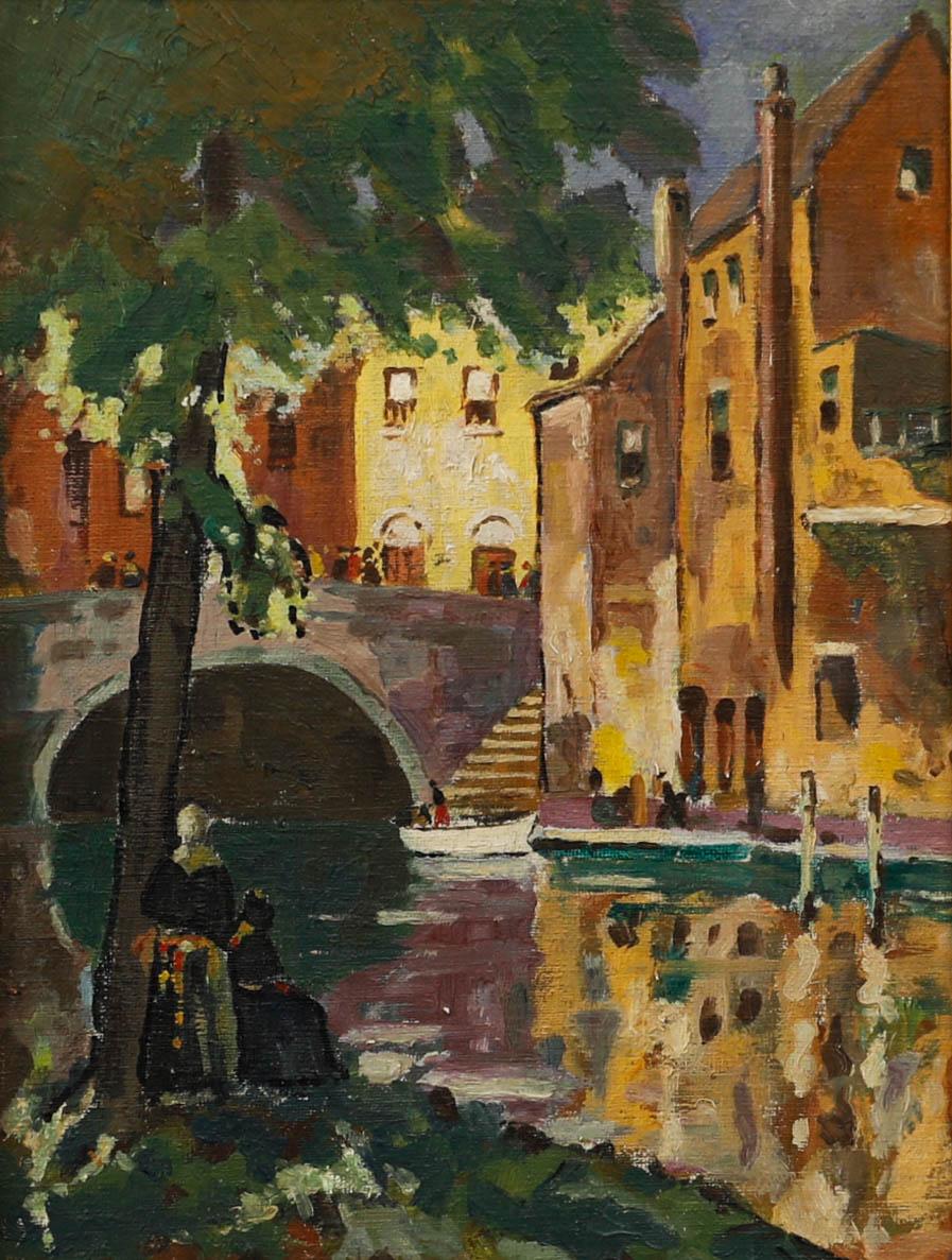 Gerahmtes Öl aus der Mitte des 20. Jahrhunderts - Überquerung des Kanals – Painting von Unknown