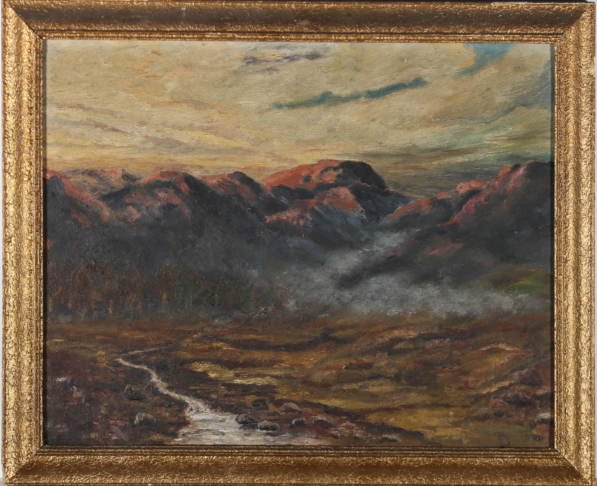 Unknown Landscape Painting - Framed Mid 20th Century Oil - Departing Day