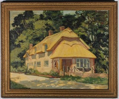 Framed Mid 20th Century Oil - Estate Cottage