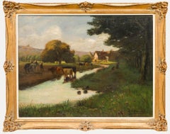 Framed Mid 20th Century Oil - Finishing for the Day