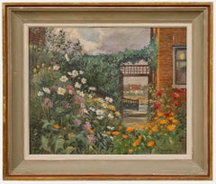 Framed Mid 20th Century Oil - Flower Garden