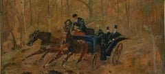 Framed Mid 20th Century Oil - Gentlemen in a Horse Drawn Phaeton