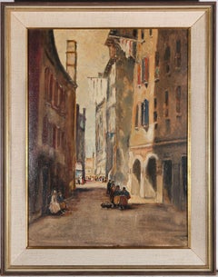 Vintage Framed Mid 20th Century Oil - Italian Side Street