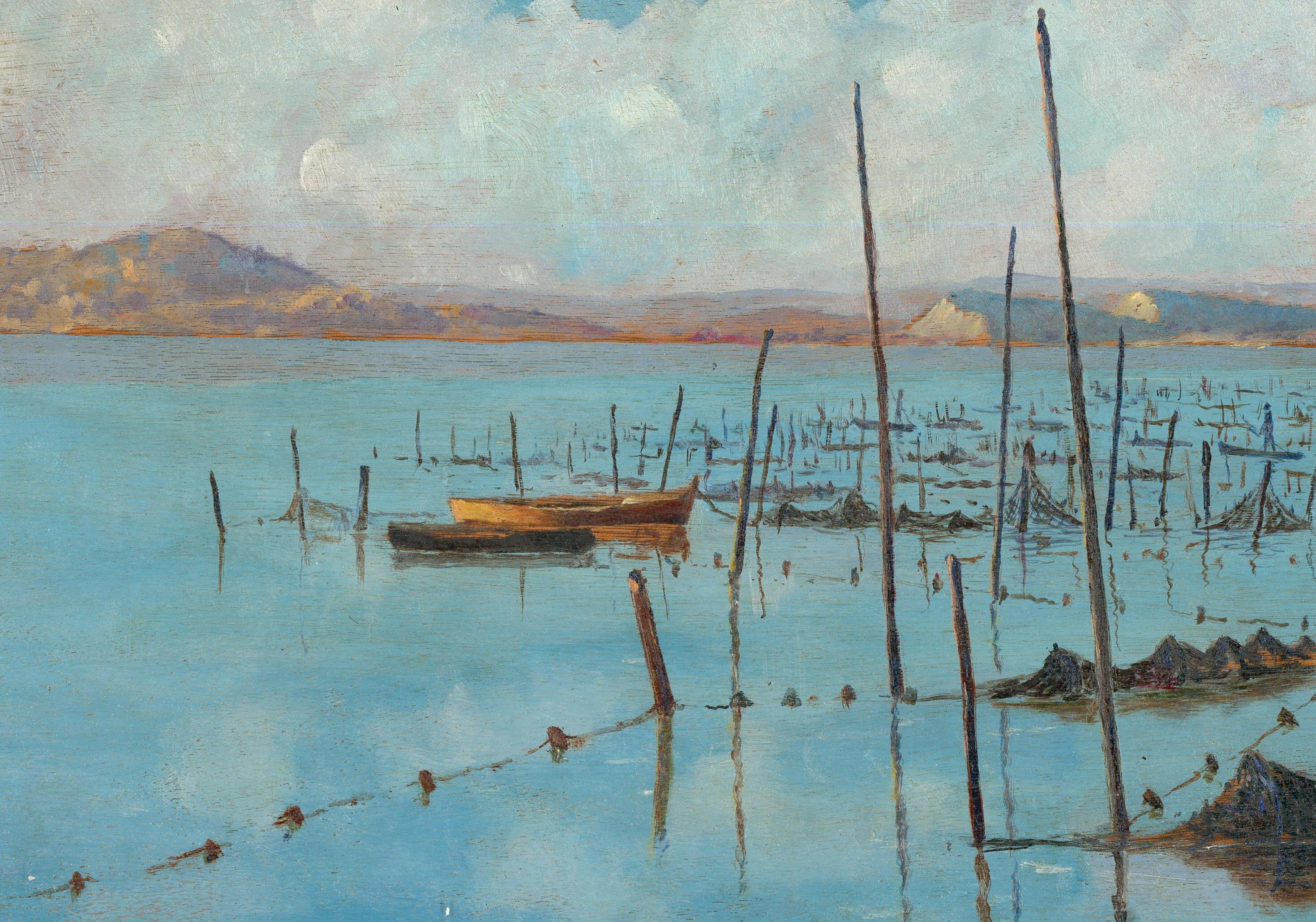 Framed Mid 20th Century Oil - Lake Titicaca, Peru - Painting by Unknown