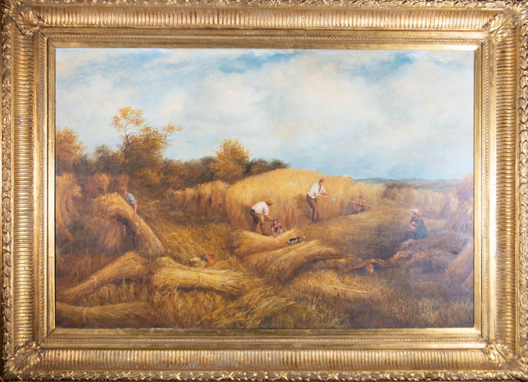Unknown Landscape Painting - Framed Mid 20th Century Oil - Late Summer Harvest