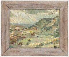 Huile encadrée du milieu du 20e siècle - Paysage de montagne