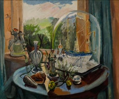 Framed Mid 20th Century Oil - Nauticalia with Staffordshire Ware