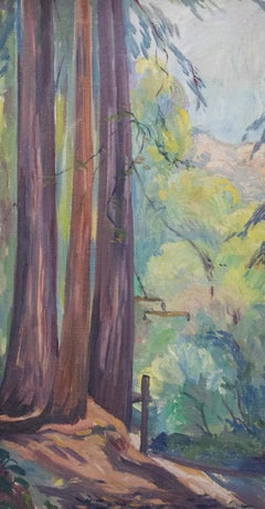 Framed Mid 20th Century Oil - Redwood Trees