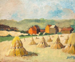 Framed Mid 20th Century Oil - Sheaves of Summer Wheat