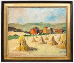 Framed Mid 20th Century Oil - Sheaves of Summer Wheat Framed Mid 20th Century Oil - Sheaves of Summer Wheat