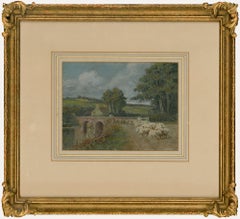 Framed Mid 20th Century Oil - Sheep in The Lane