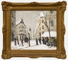 Framed Mid 20th Century Oil - Snowy Day in Paris