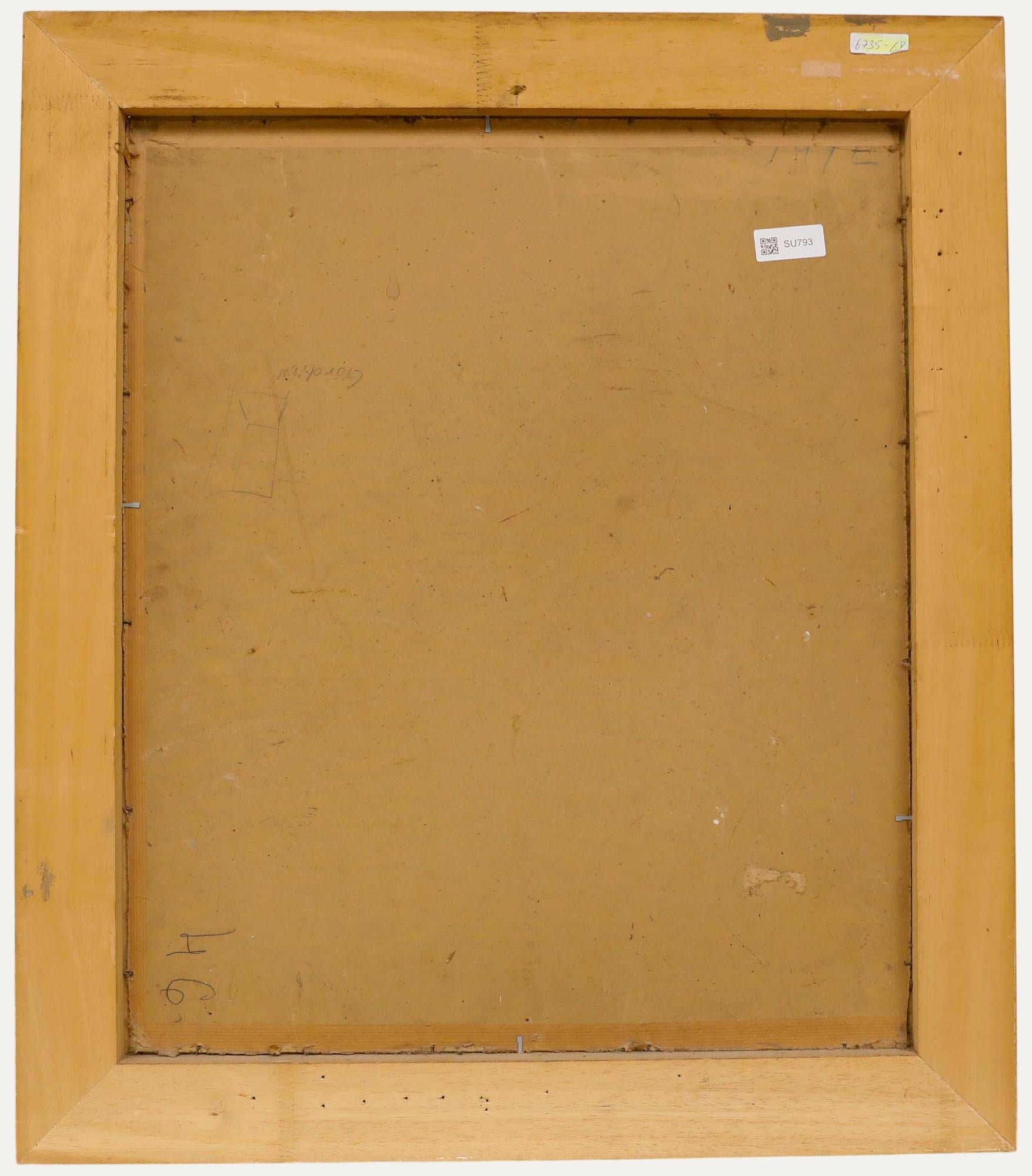 Gerahmtes Öl aus der Mitte des 20. Jahrhunderts - Stillleben mit Gemüse (Braun), Still-Life Painting, von Unknown