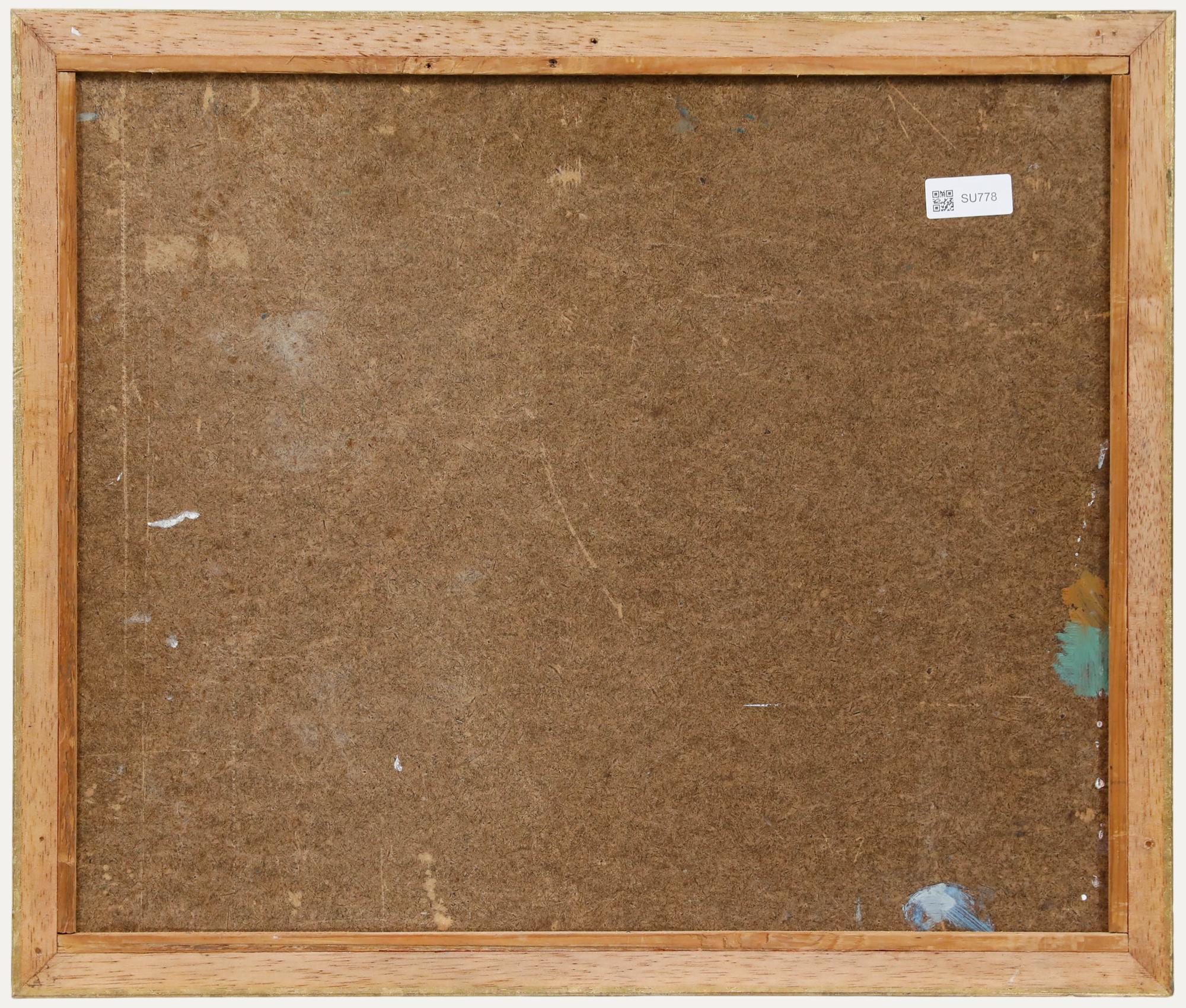 Gerahmtes Öl aus der Mitte des 20. Jahrhunderts - Stillleben mit Wein und Äpfeln (Braun), Still-Life Painting, von Unknown