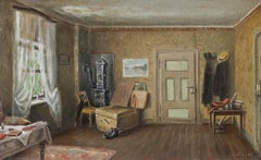 Framed Mid 20th Century Oil - The Artist's Living Room