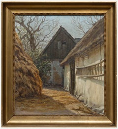 Gerahmtes Öl aus der Mitte des 20. Jahrhunderts - The Barn