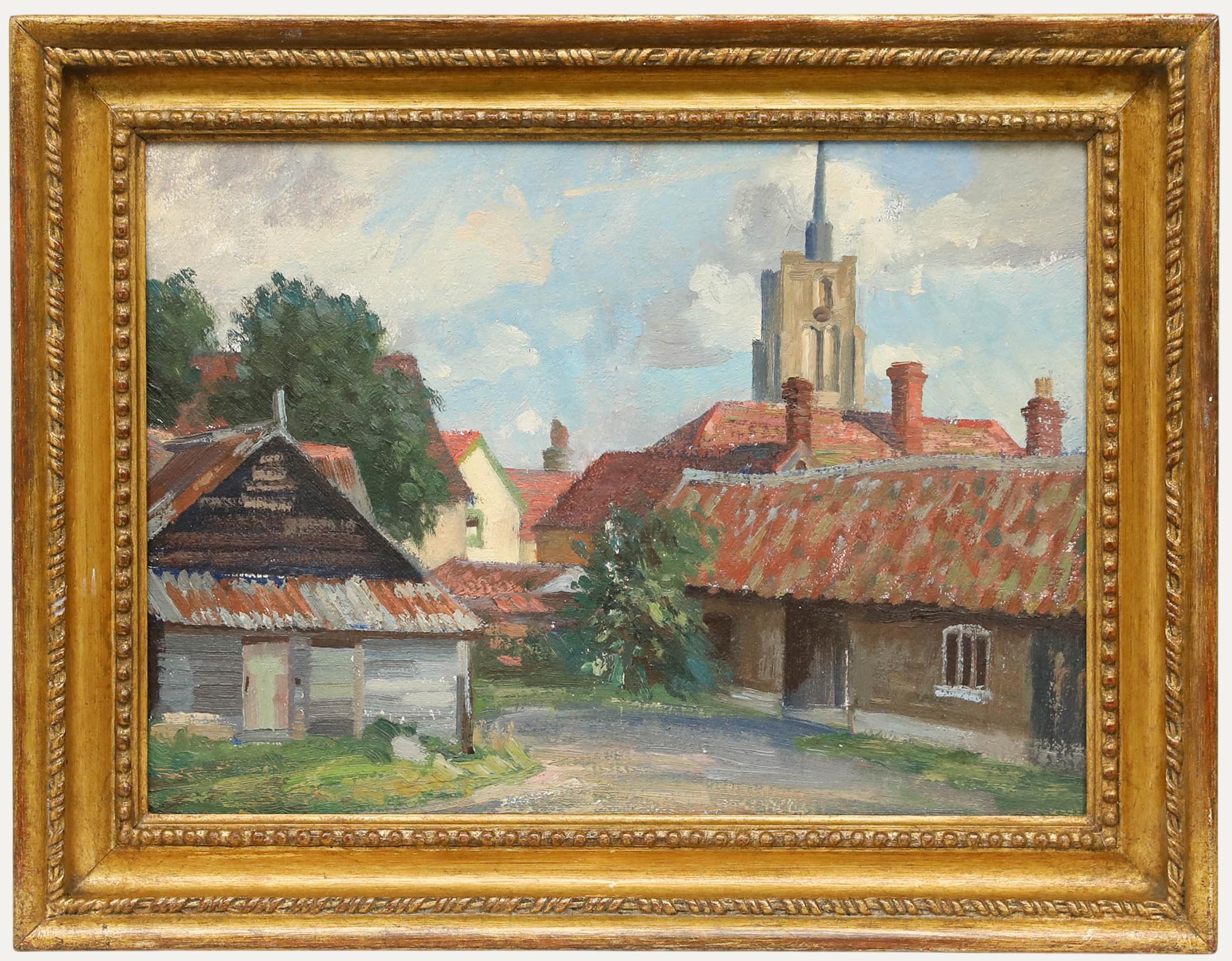 Gerahmtes Öl aus der Mitte des 20. Jahrhunderts - The Far Side of Townes