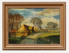 Vintage Framed Mid 20th Century Oil - The Farm Drive
