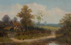 Framed Mid 20th Century Oil - The Farmer's Cottage