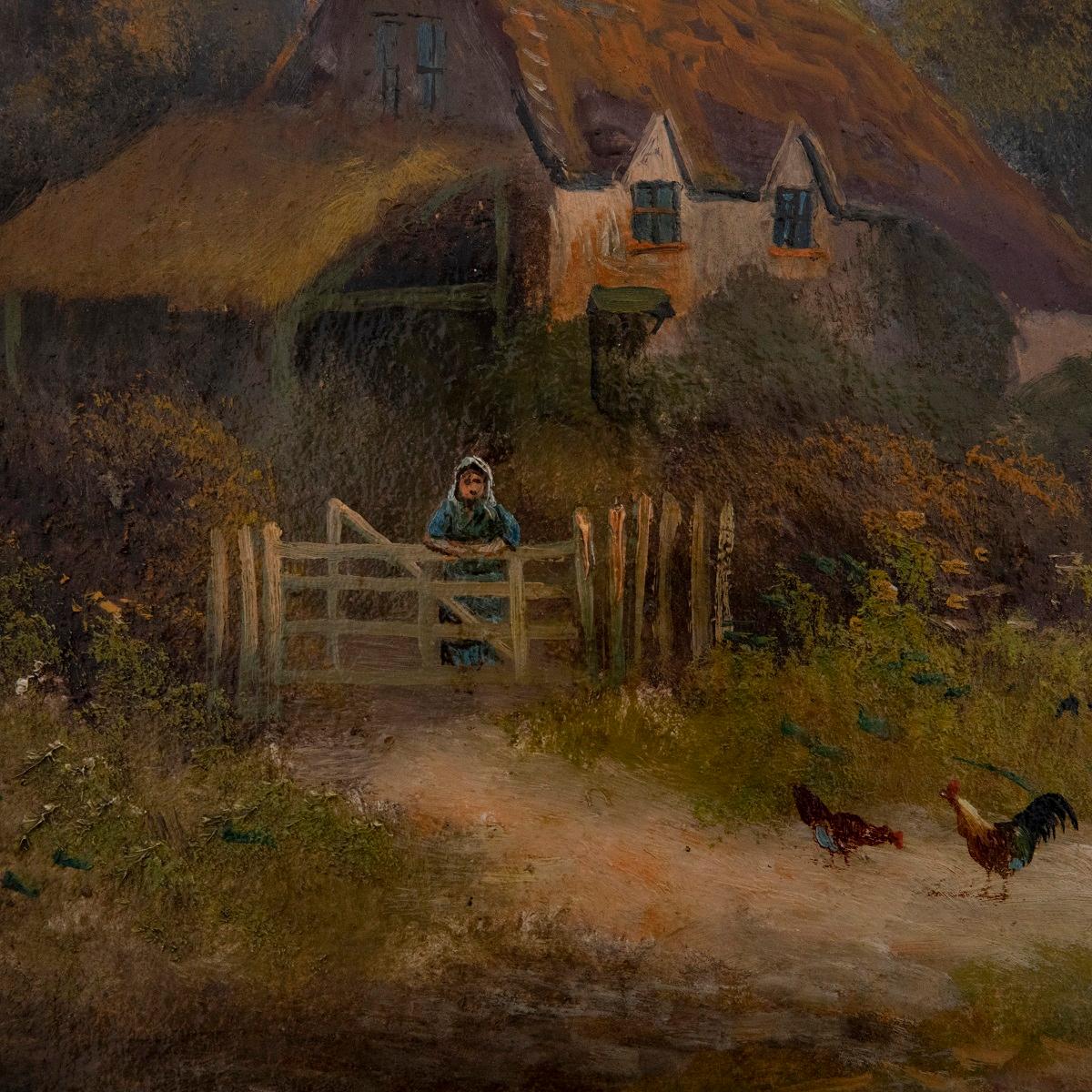 Framed Mid 20th Century Oil - The Farmer's Cottage For Sale 1