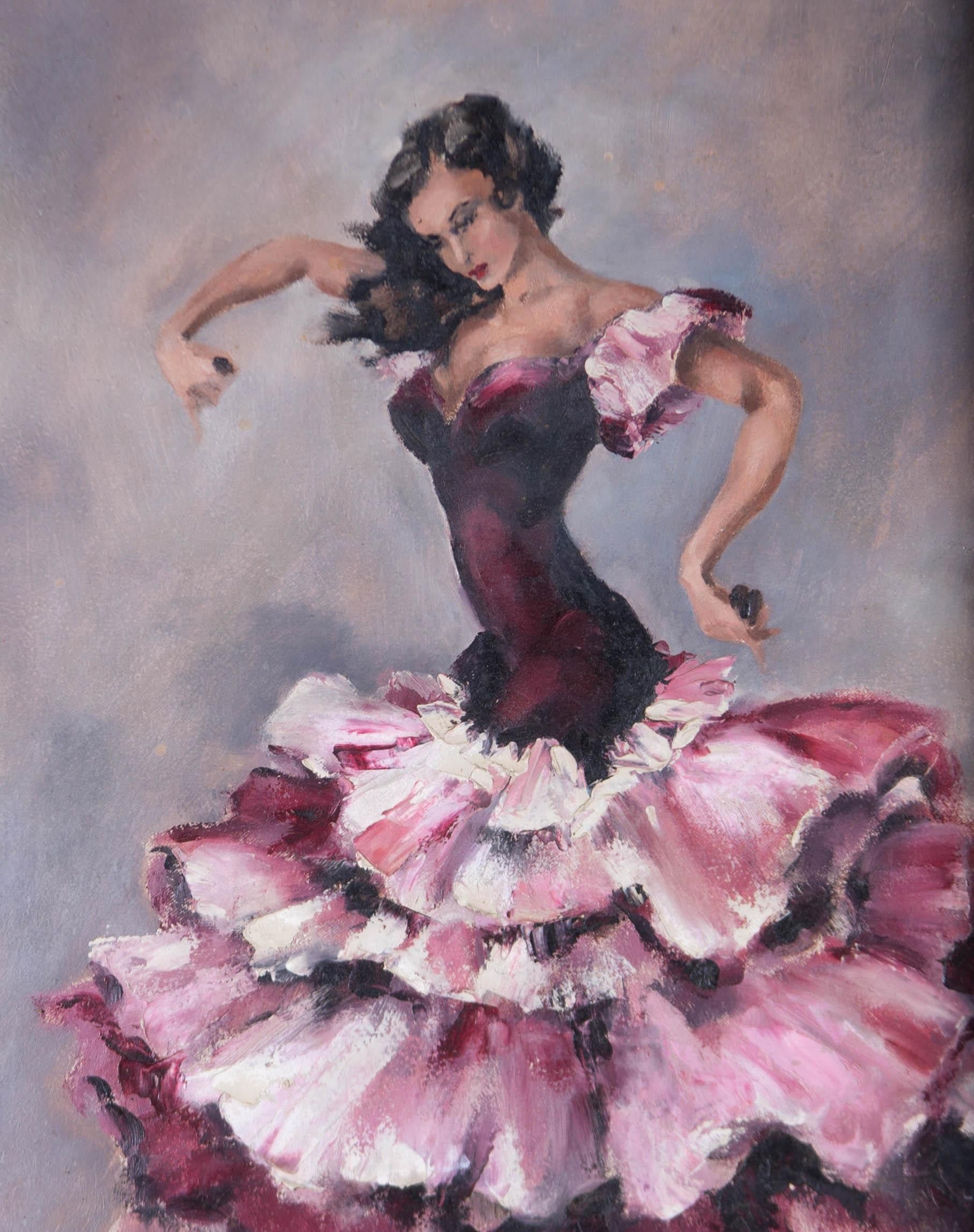 Framed Mid 20th Century Oil - The Flamenco Dancer - Painting by Unknown