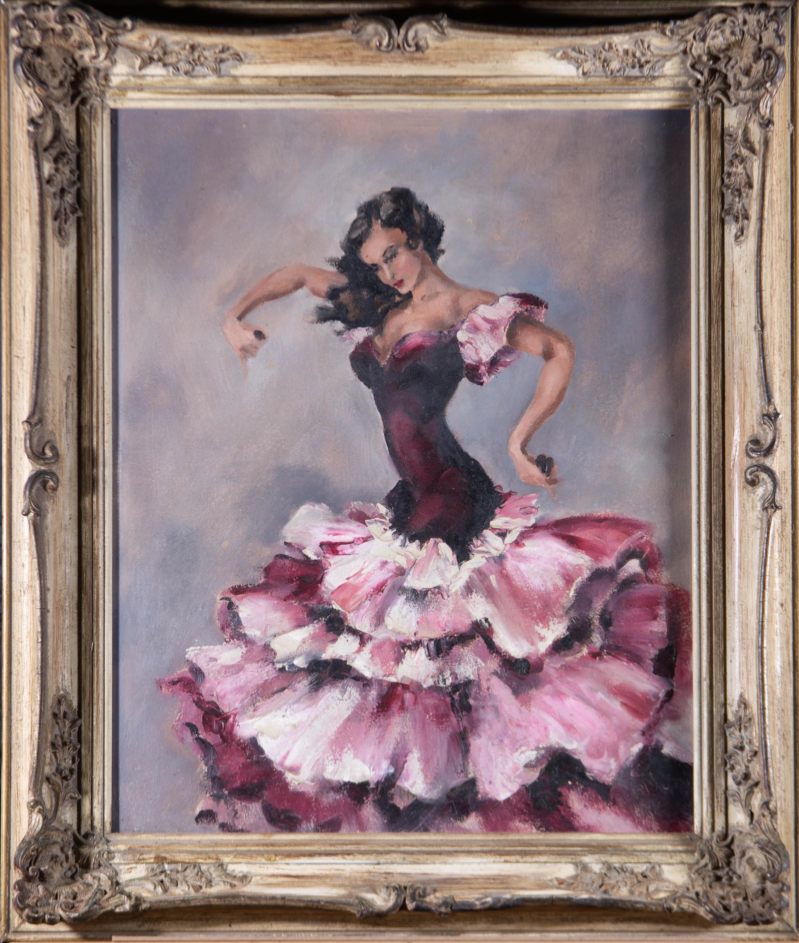 Unknown Portrait Painting - Framed Mid 20th Century Oil - The Flamenco Dancer