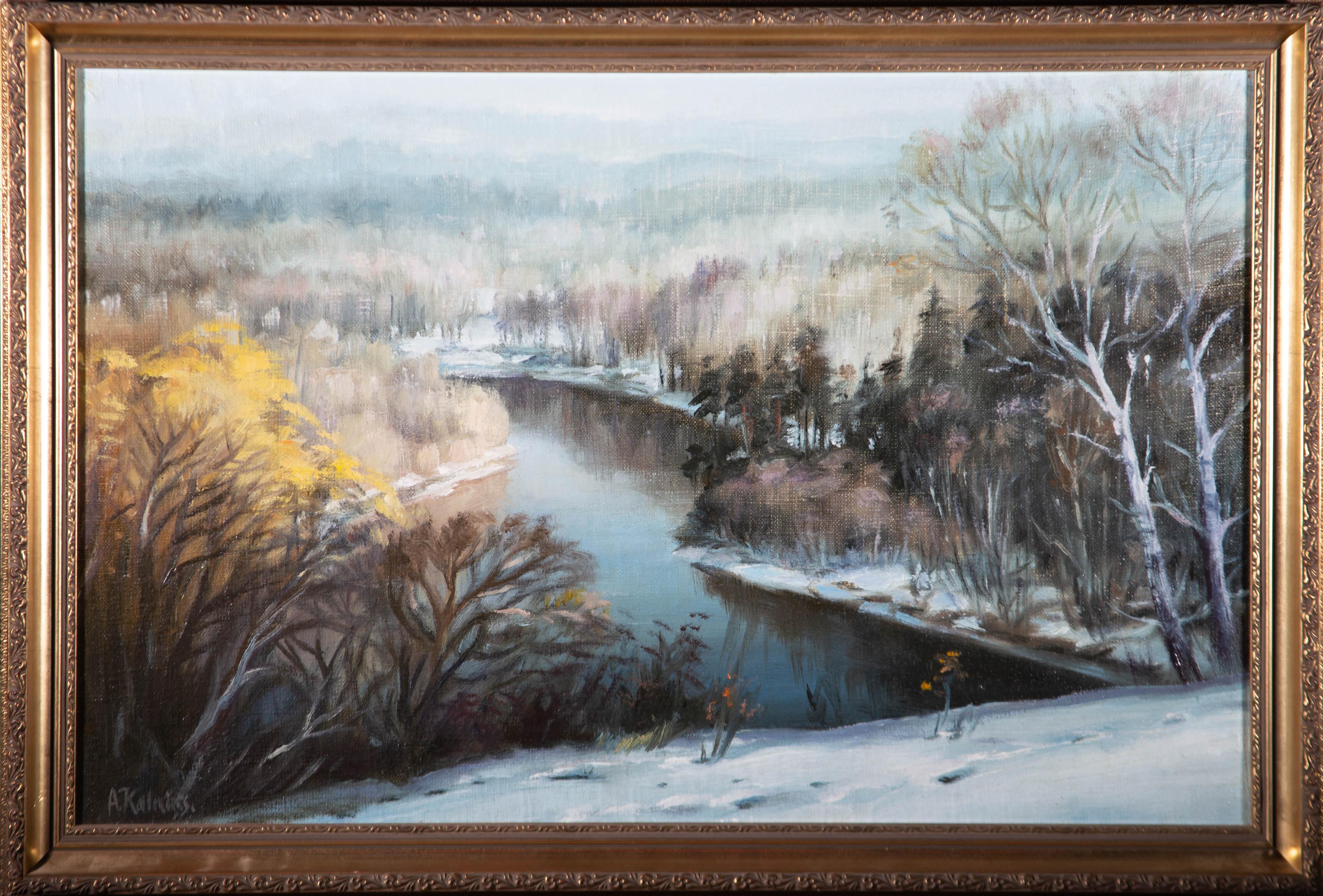 Unknown Landscape Painting - Framed Mid 20th Century Oil - Winter Landscape