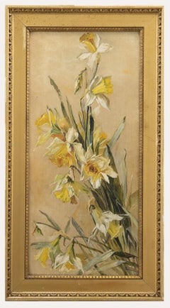 Vintage Framed Mid 20th Century Oil - Yellow Daffodils