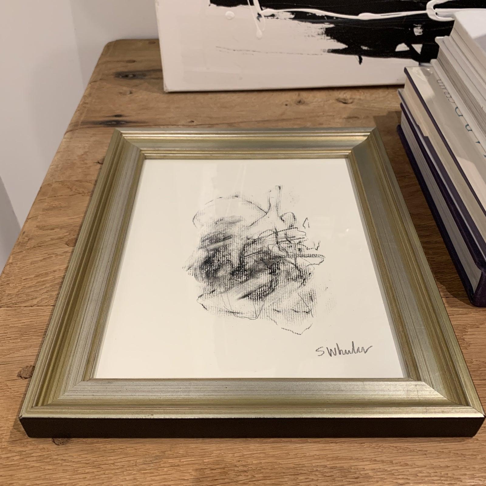 A few special small pieces are still available! These framed small charcoals by Stephanie Wheeler are just too pretty to pass up! Small scale and will fit right in to any style interior. Wired for hanging and also looks fabulous on an easel. Framed