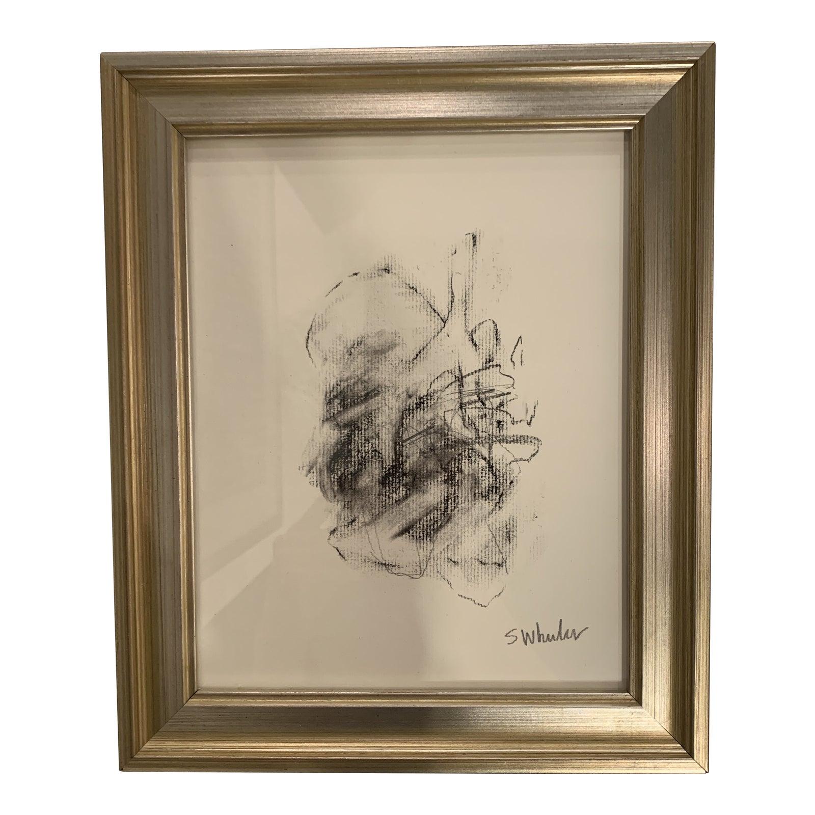 Unknown Abstract Painting - Framed Mini Charcoal 