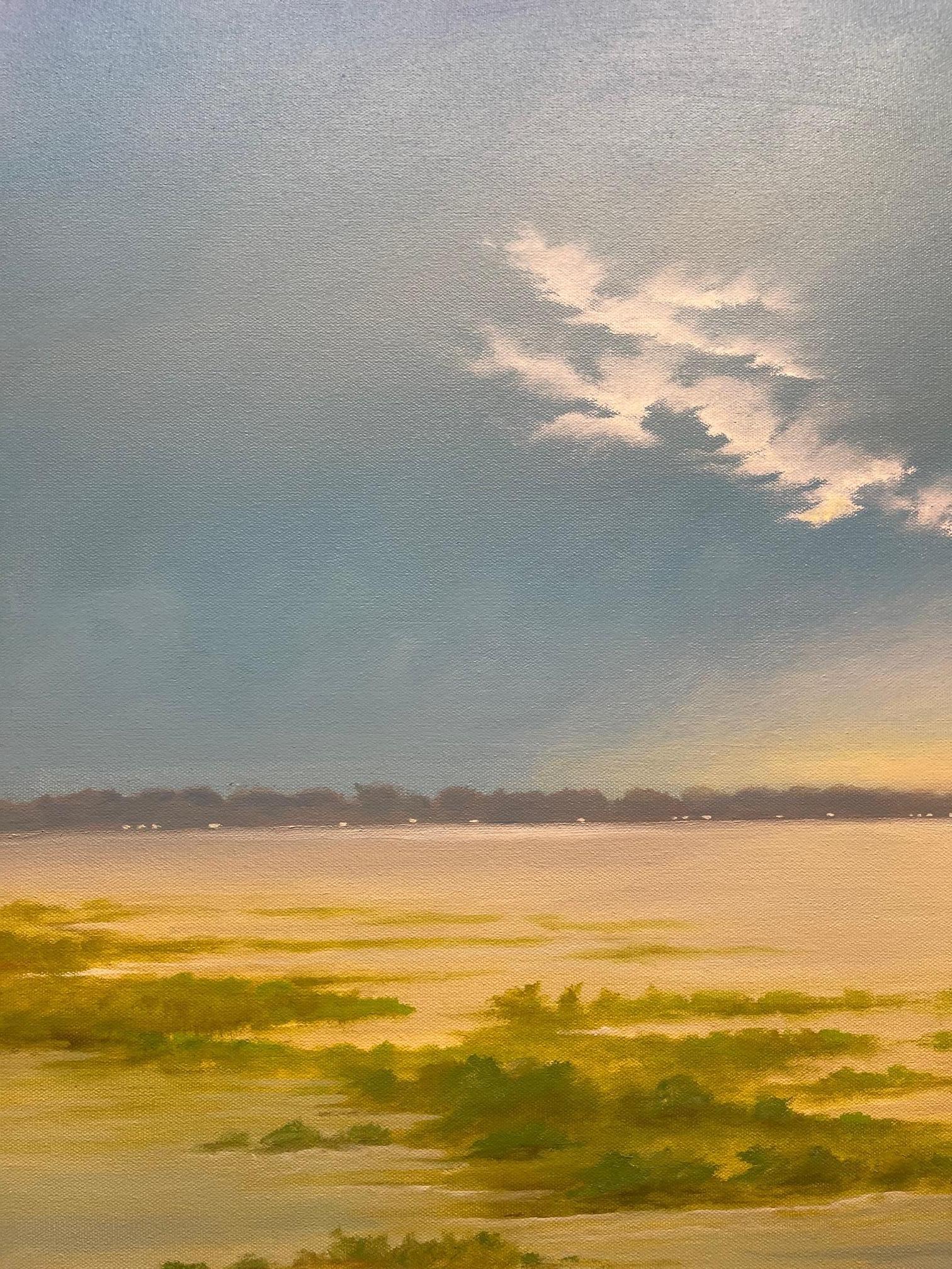Gerahmtes Ölgemälde auf Karton „Salt Marsh“ von Michael Francis Reagan im Angebot 1
