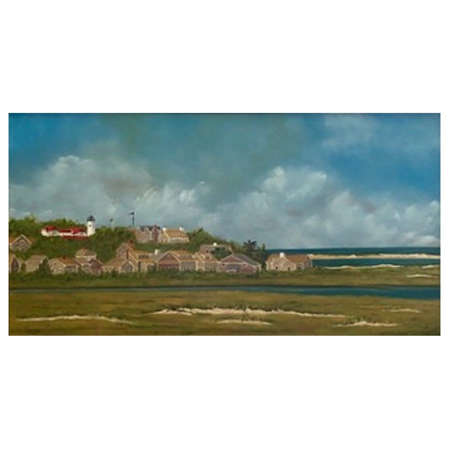 Gerahmtes Ölgemälde auf Leinen „Perlen“ Landschaftssszene von Mark Sylva – Painting von Unknown