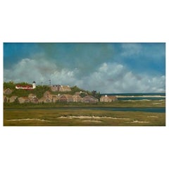 Framed Oil on Linen "Beacon" Shorescape Scene by Mark Sylva