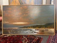 Olio su lino incorniciato "Red Central Sunset, California" di Mark Sylva