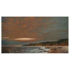 Olio su lino incorniciato "Red Central Sunset, California" di Mark Sylva