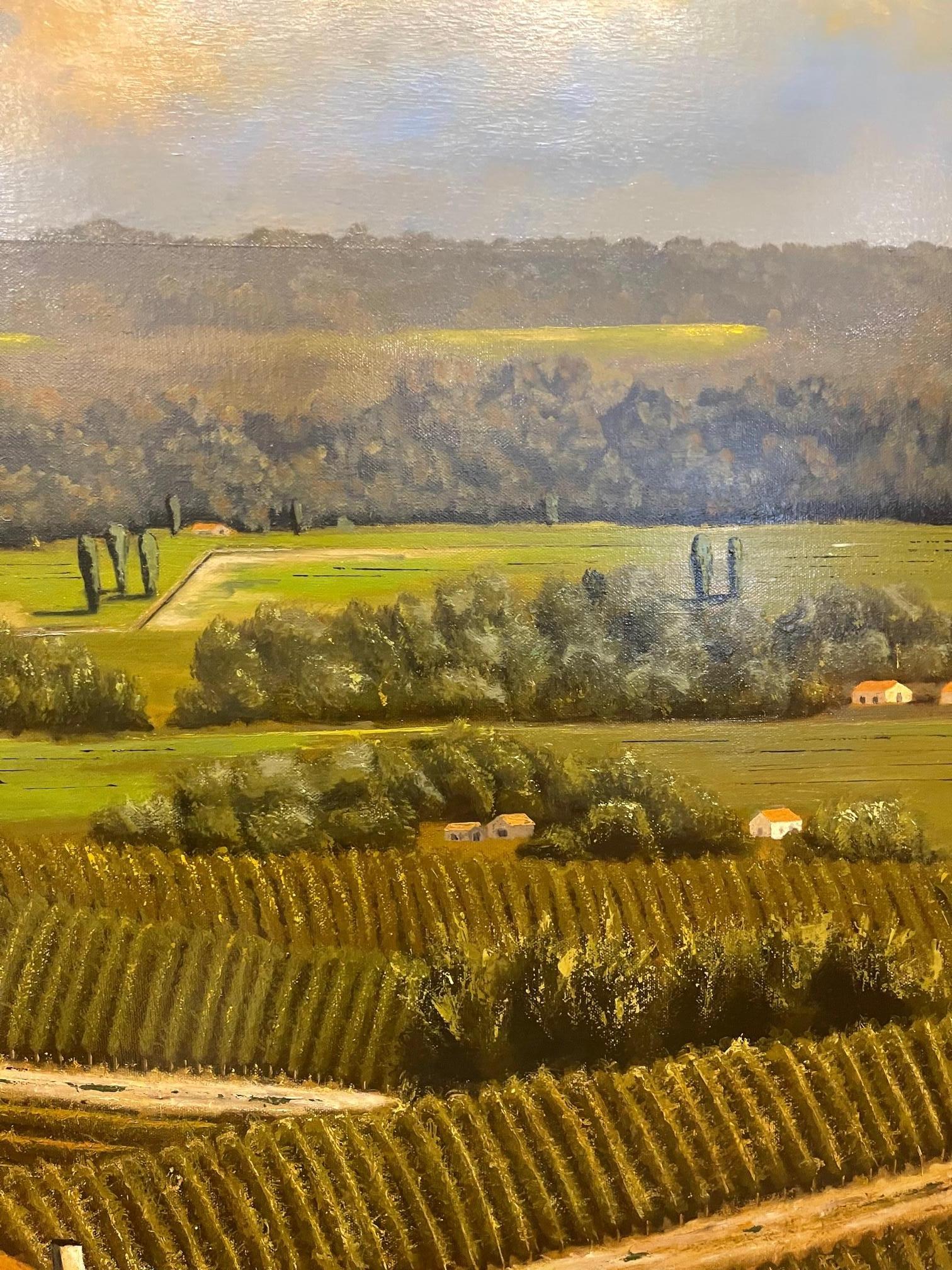 Huile sur lin encadrée « Red Tile Roof, St. Emilion, Bordeaux » par Mark Sylva en vente 8