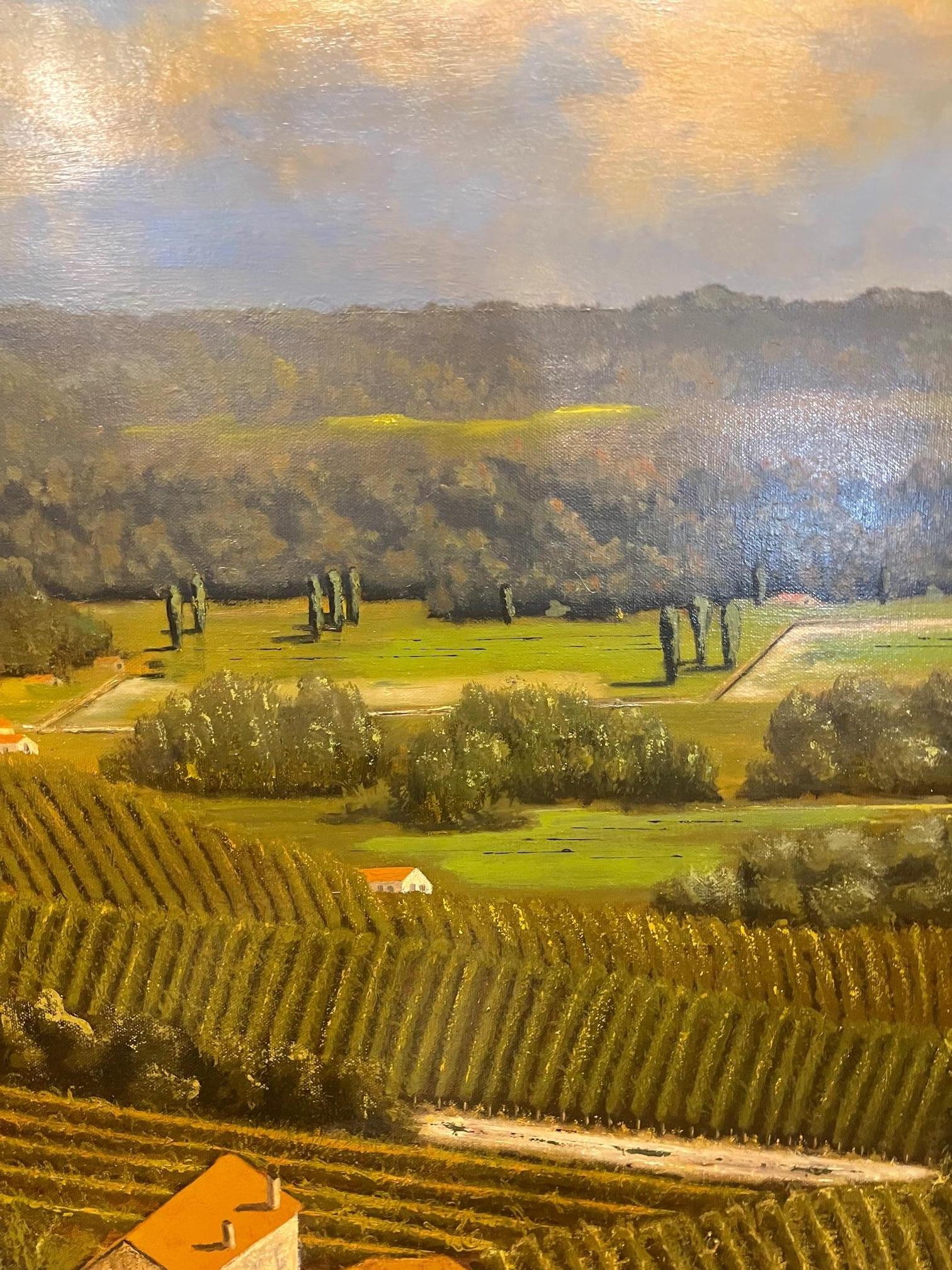 Huile sur lin encadrée « Red Tile Roof, St. Emilion, Bordeaux » par Mark Sylva en vente 9