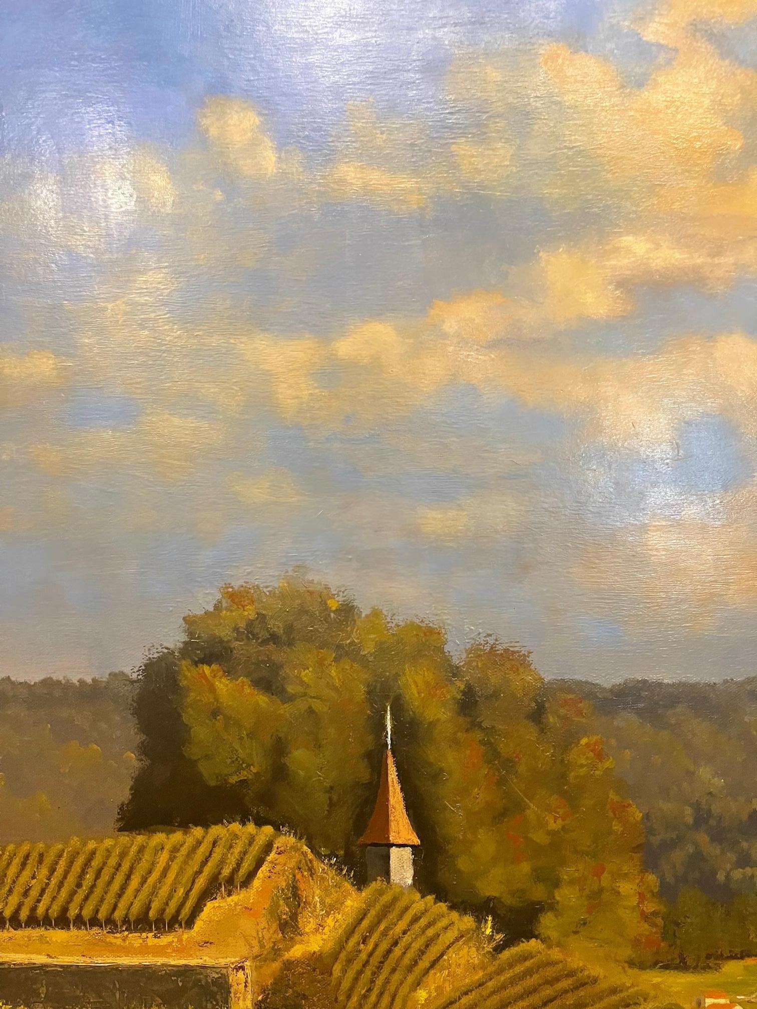 Huile sur lin encadrée « Red Tile Roof, St. Emilion, Bordeaux » par Mark Sylva en vente 5