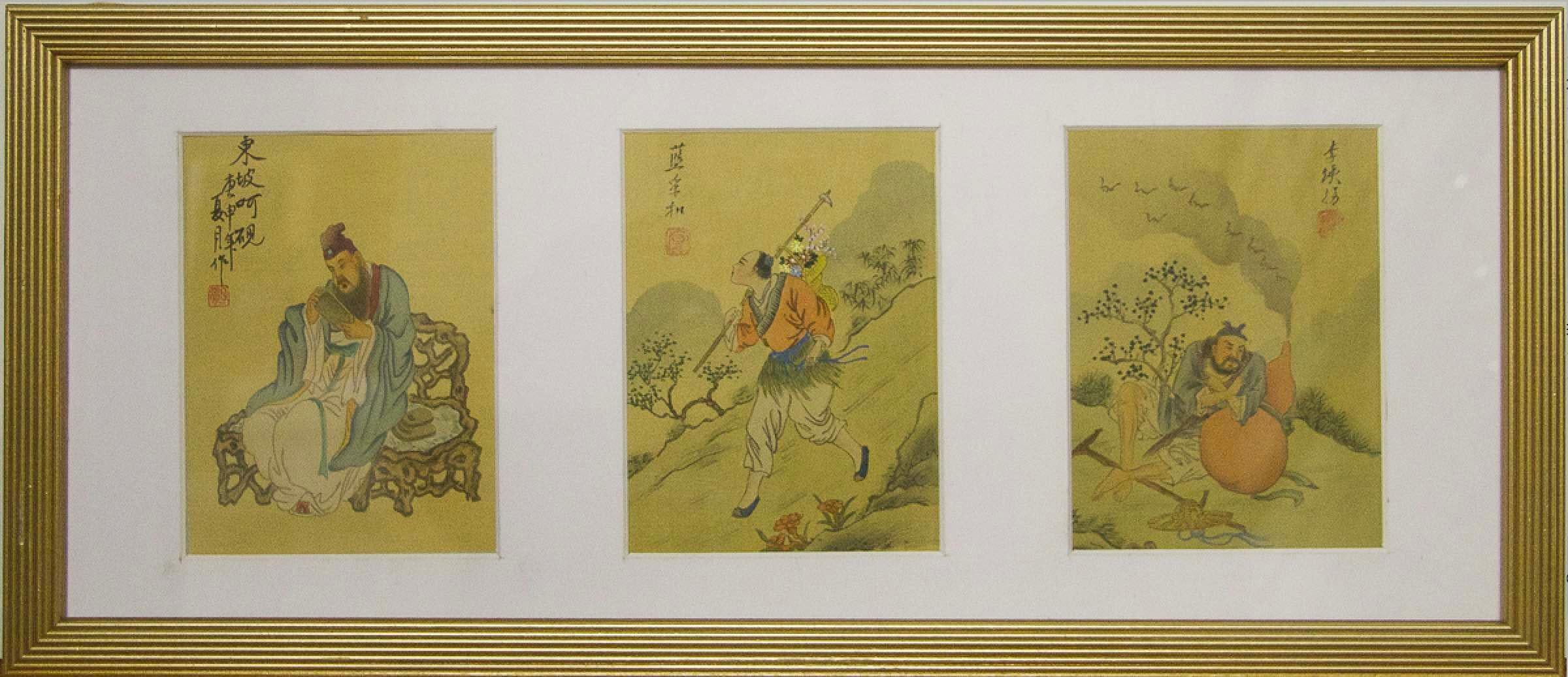 Portrait Painting Unknown - Portraits encadrés et peints sur écran en soie chinoise - Fabriqués en Chine 