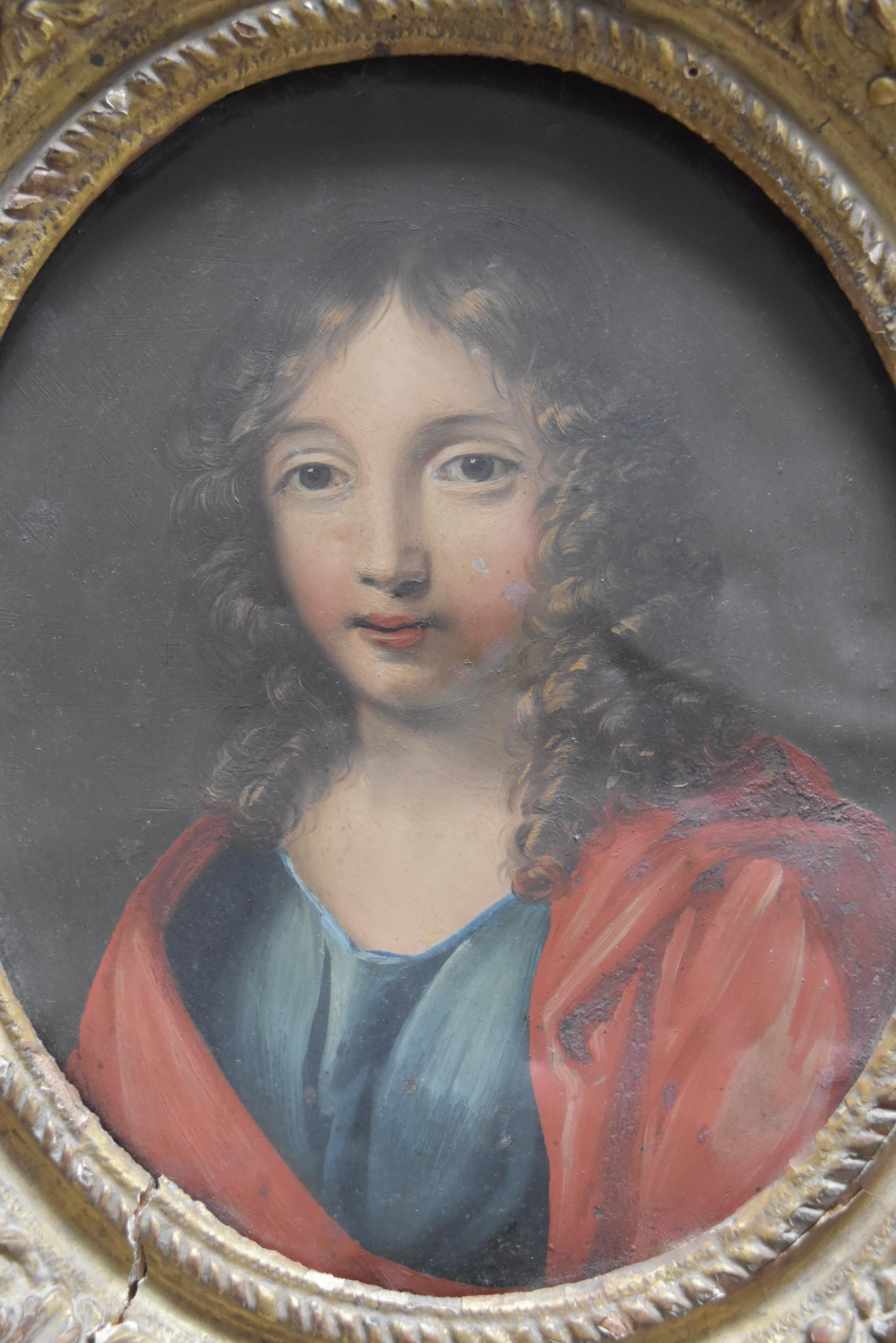 France 17th Century, Saint John the Evangelist, oil on copper - Painting by Unknown
