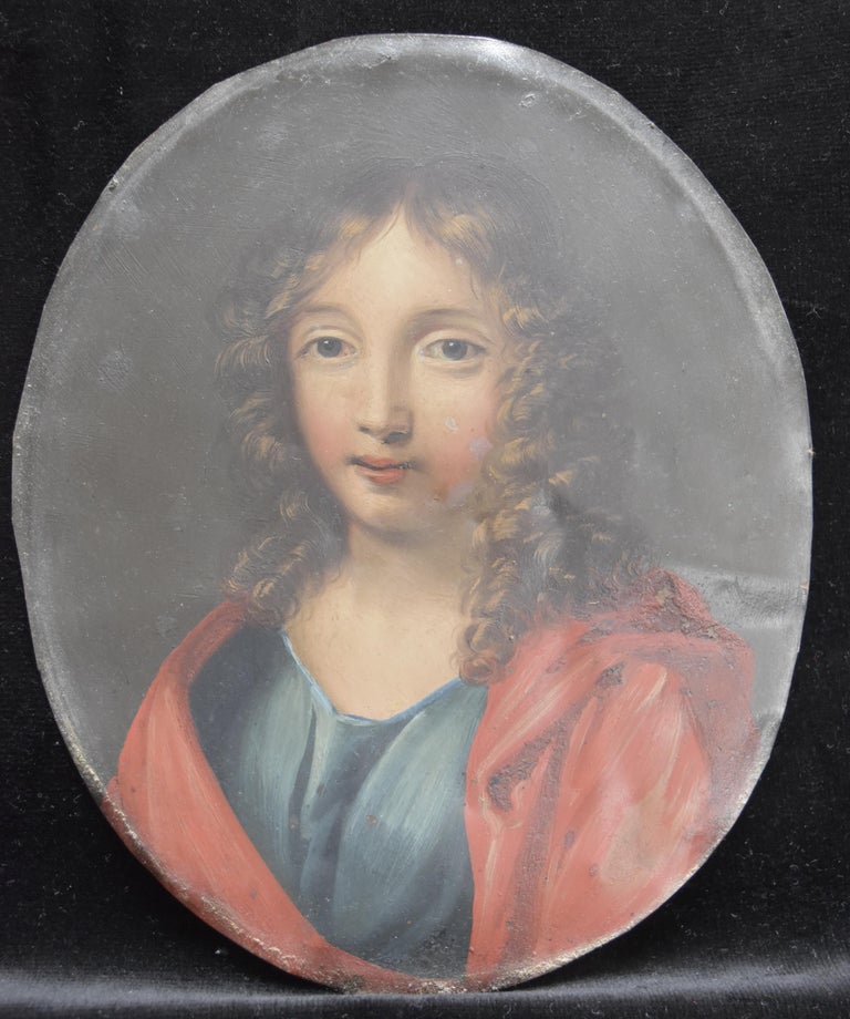 France 17th Century, Saint John the Evangelist, oil on copper - Old Masters Painting by Unknown